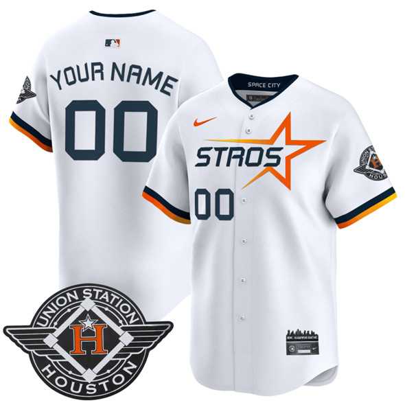 Mens Houston Astros Active Player Custom White 2025 City Connect Limited Stitched Baseball Jersey->customized mlb jersey->Custom Jersey